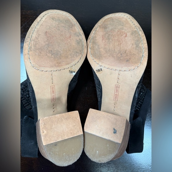 Vince Camuto Black Open-Toe Heels with Chunky Heel - Picture 6 of 8